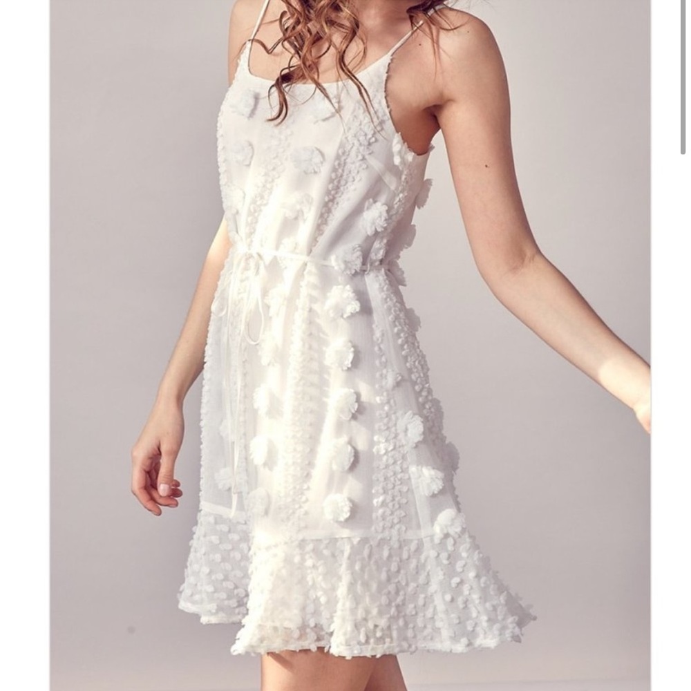 idem ditto white textured floral dress